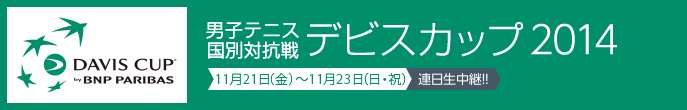 男子テニス国別対抗戦　デビスカップ2014　4月4日（金）～4月6日（日）　連日生中継!!