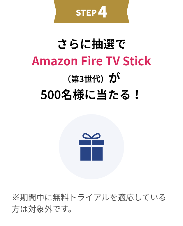 [step4]さらに抽選でAmazon FireTV Stick（第3世代）が500名様に当たる！